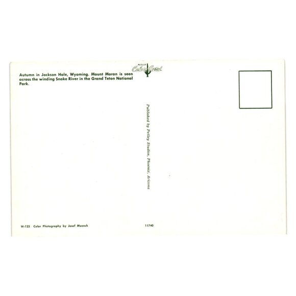 Jackson Hole Mt Moran Snake River Grand Teton National Park Vintage Postcard - Picture 2 of 2